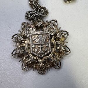 Vintage Via‎ Crucis Via Lucis Brooch Catholic Cross with Griffin Religious